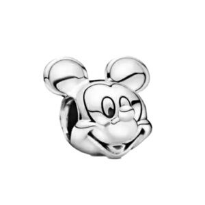 Silver Mickey Mouse Head Charm .  Stamped with S925 on back